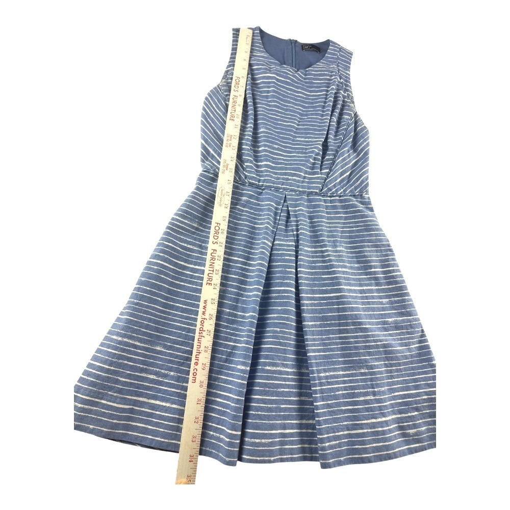 GAP Womens Blue White Striped Linen Cotton Fit & Flare Dress Size 4 Sleeveless - Picture 7 of 8